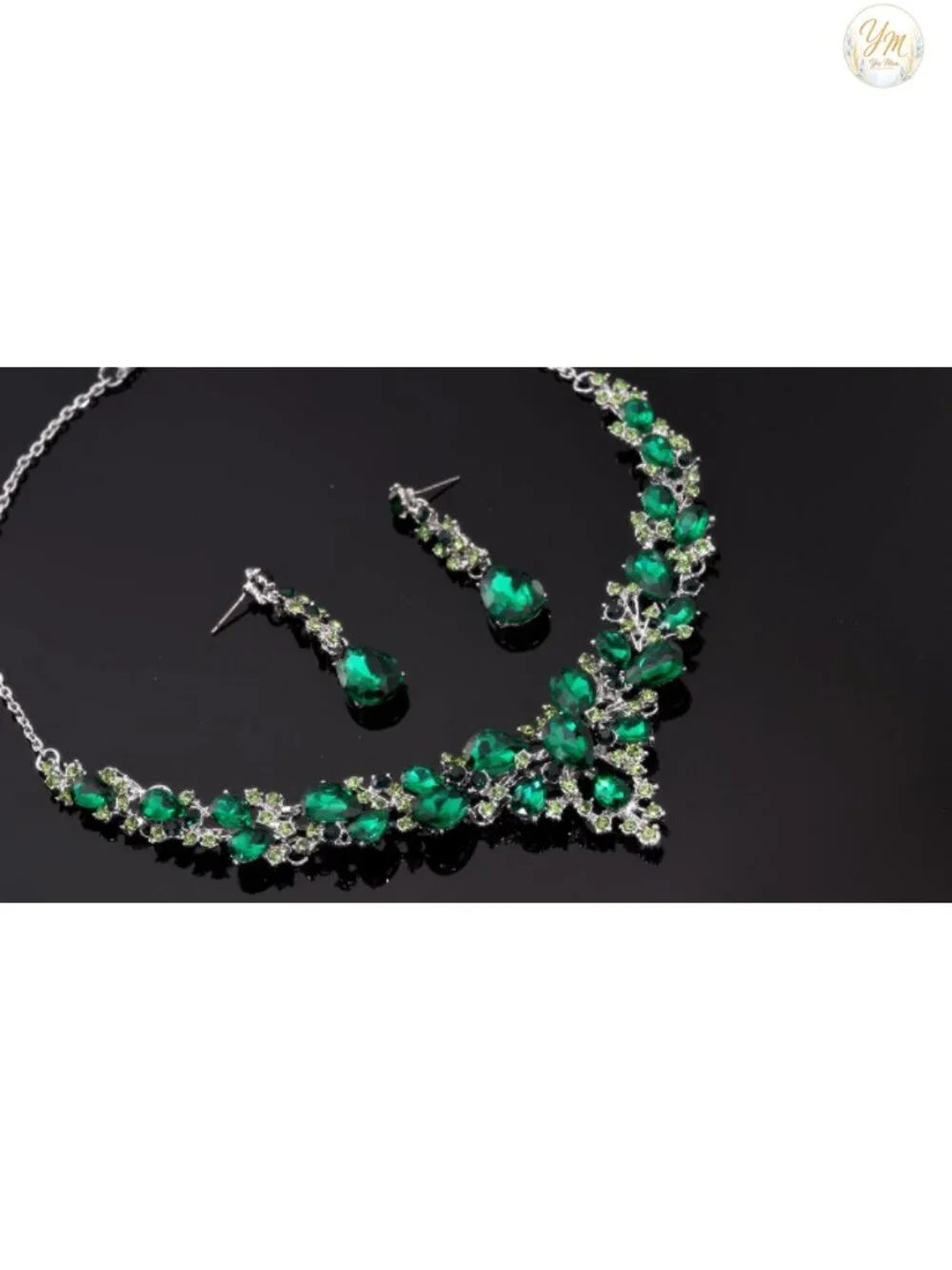 Austrian Crystal Teardrop Necklace Earring Set for Wedding Bride Bridesmaid Prom